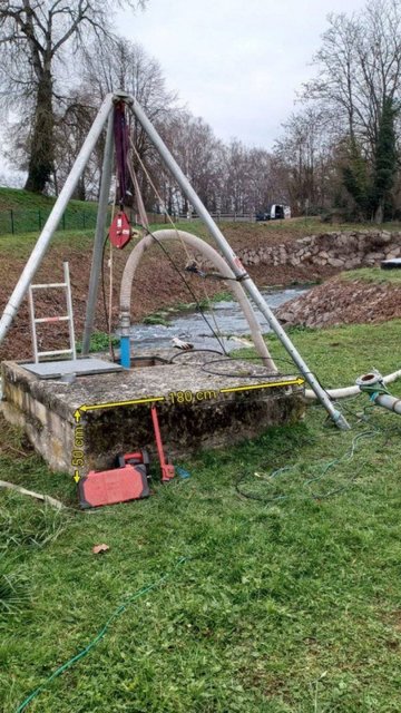 Mise en station d'une colonne d'air-lift et générateur Hydropuls®- Forapulse