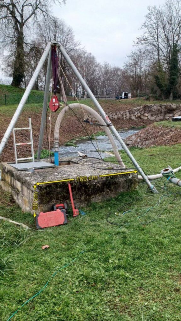 Mise en station d'une colonne d'air-lift et générateur Hydropuls®- Forapulse