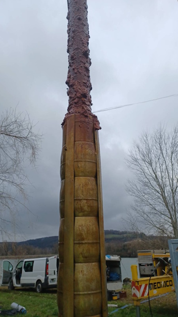Fuite sur la colonne d'exhaure - Refroidissement turbines barrage- Chantier Forapulse